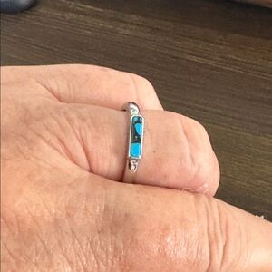 Silver and Turquoise Slimline Ring